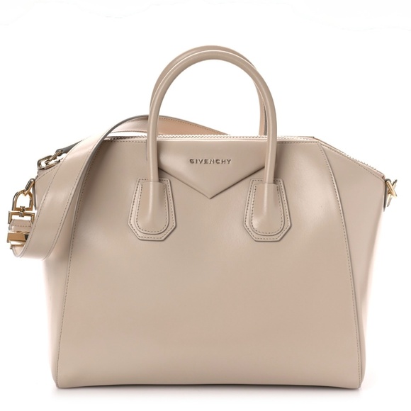 Givenchy Antigona Smooth Calf Leather Satchel In Natural Beige Size Medium - Picture 1 of 10